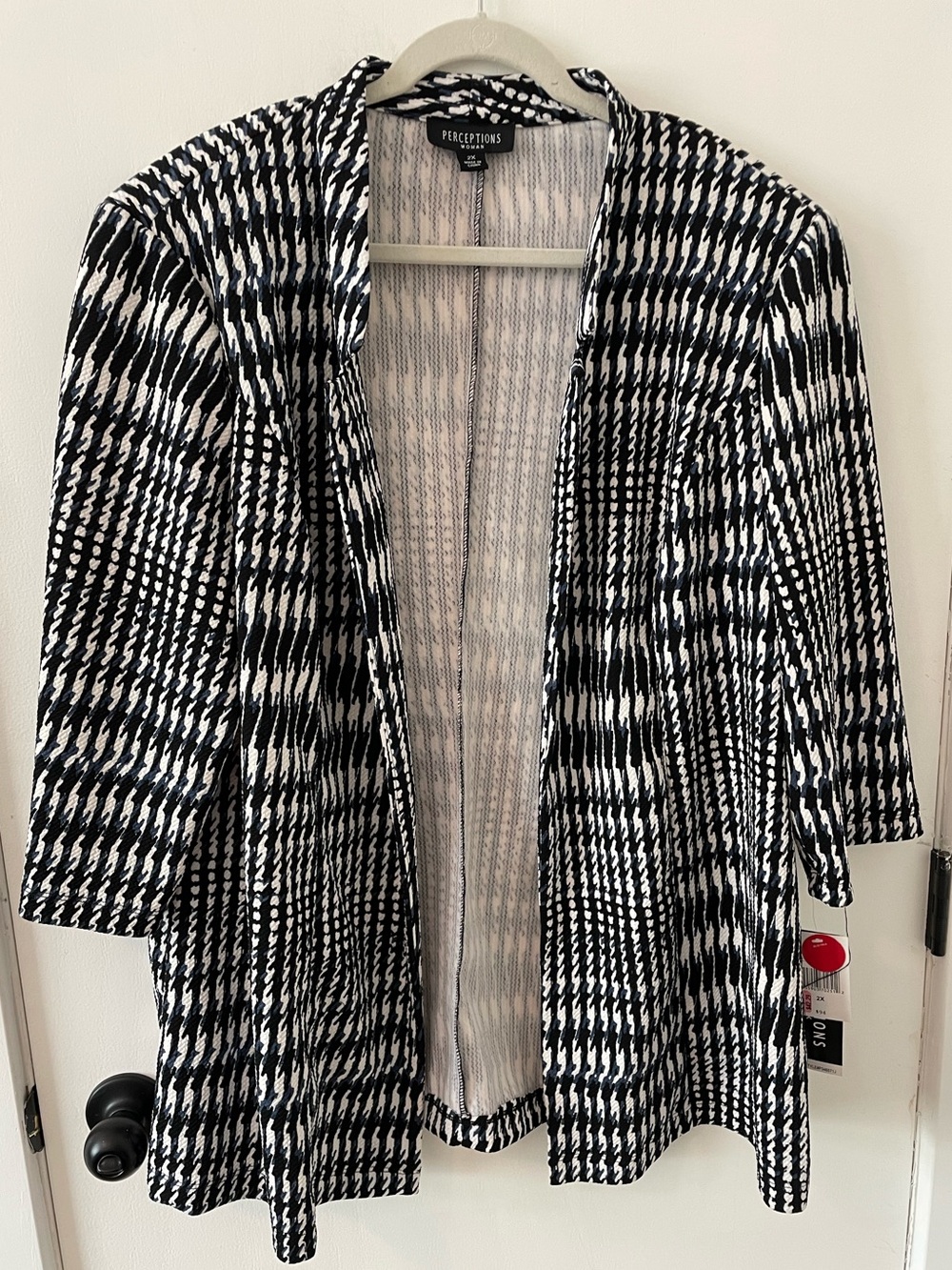 Perceptions Woman 2X Black Zig Zag Blazer Dress Jacket NWT 002